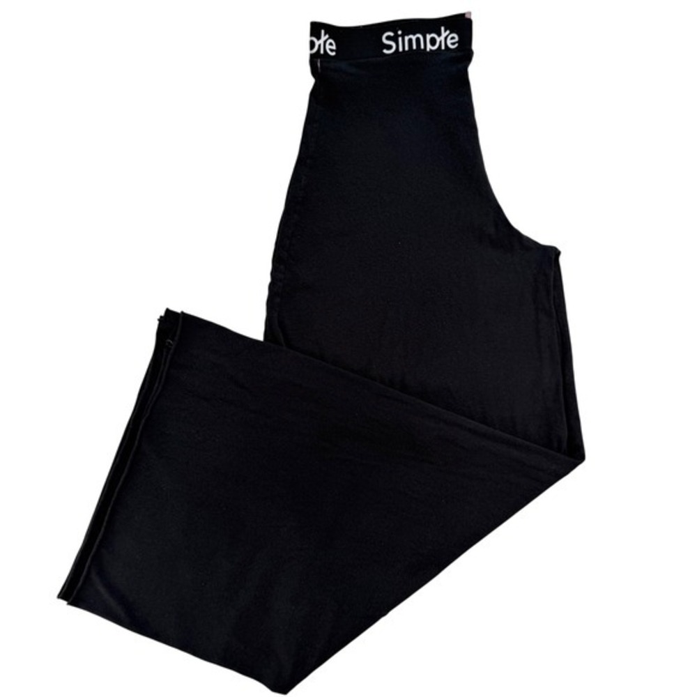 Simple Clothing Wide Leg Lounge Pants Logo Waistband Streetwear Y2K Black Large